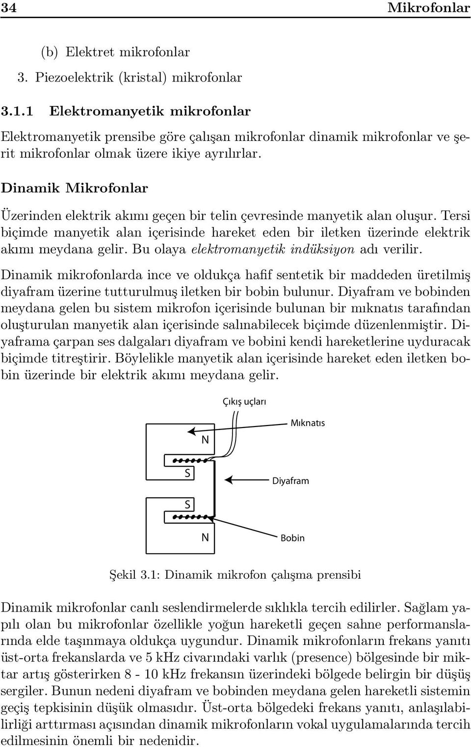 Dinamik Mikrofonlar Üzerinden elektrik akımı geçen bir telin çevresinde manyetik alan oluşur. Tersi biçimde manyetik alan içerisinde hareket eden bir iletken üzerinde elektrik akımı meydana gelir.