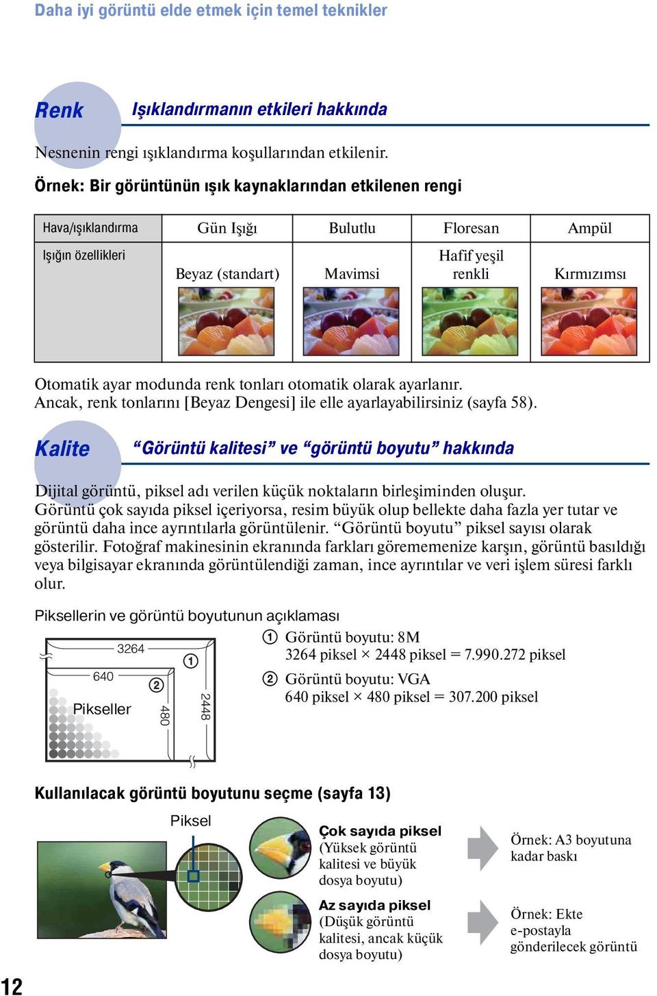 modunda renk tonları otomatik olarak ayarlanır. Ancak, renk tonlarını [Beyaz Dengesi] ile elle ayarlayabilirsiniz (sayfa 58).