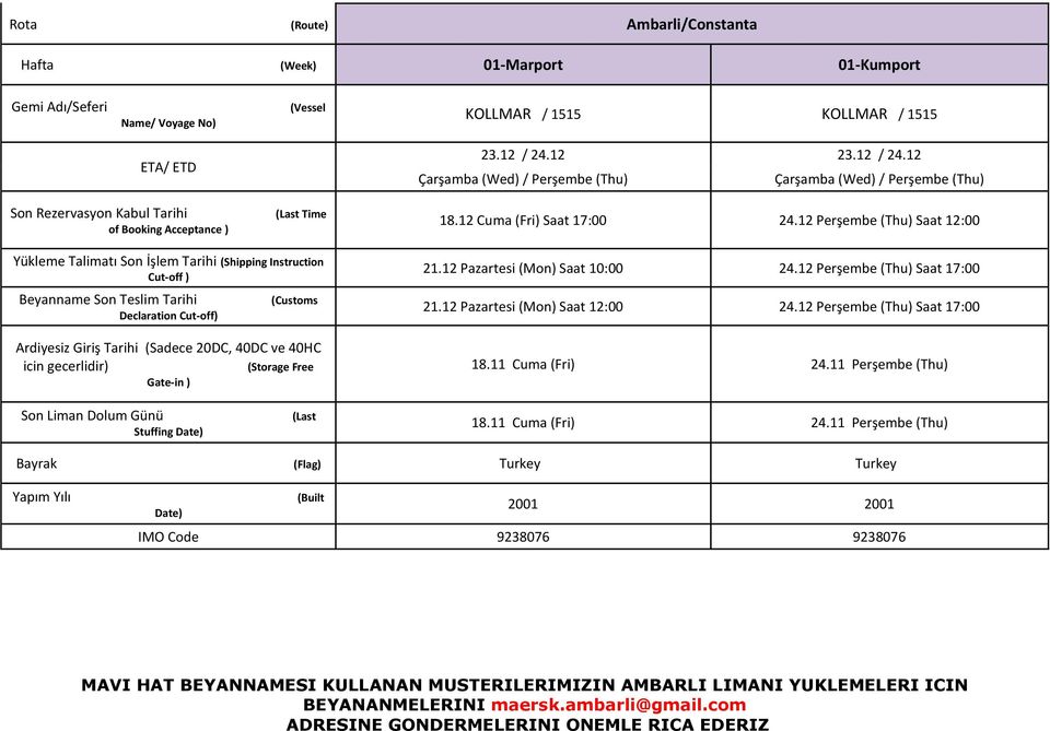 12 Perşembe (Thu) Saat 17:00 18.11 Cuma (Fri) 24.