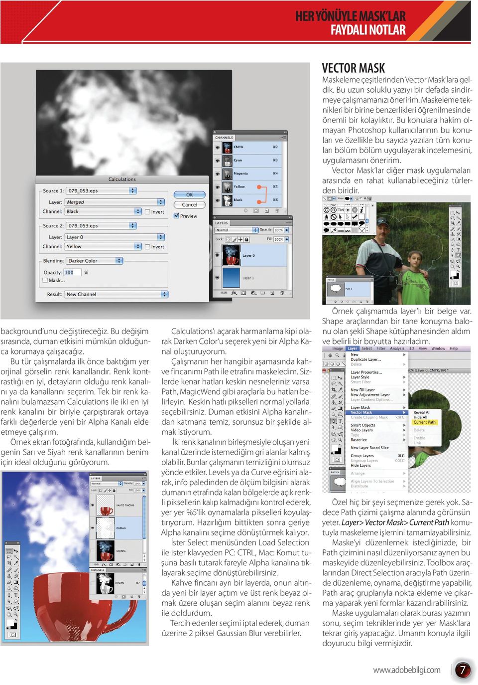 Bu konulara hakim olmayan Photoshop kullanıcılarının bu konuları ve özellikle bu sayıda yazılan tüm konuları bölüm bölüm uygulayarak incelemesini, uygulamasını öneririm.