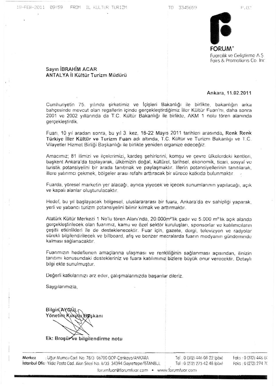 daha sonra 2001 ve 2002 yıllarında da T.C. Kültür Bakanlığı ile birlikte, AKM 1 nolu tören alanında gerçekleştirdik, Fuarı. 10 yıl aradan sonra, bu yıl 3.