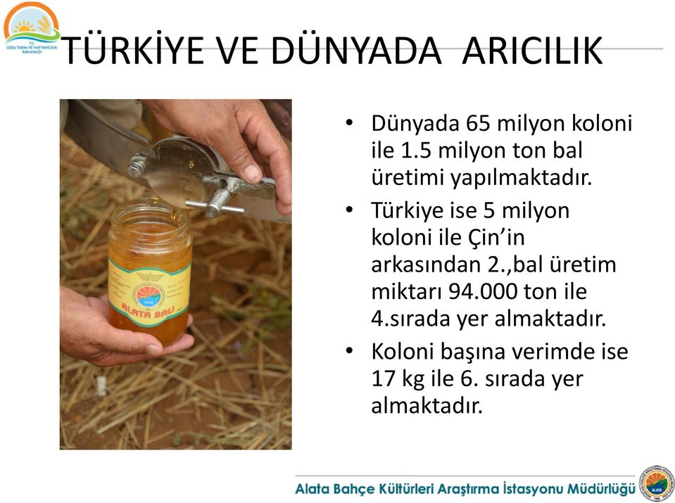 Türkiye ise 5 milyon koloni ile Çin in arkasından 2.