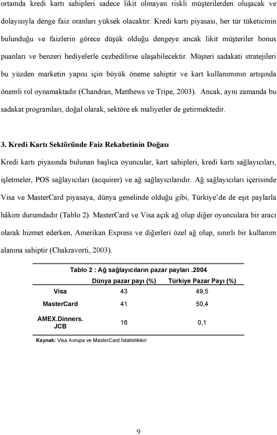 Müşteri sadakati stratejileri bu yüzden marketin yapısı için büyük öneme sahiptir ve kart kullanımının artışında önemli rol oynamaktadır (Chandran, Matthews ve Tripe, 2003).