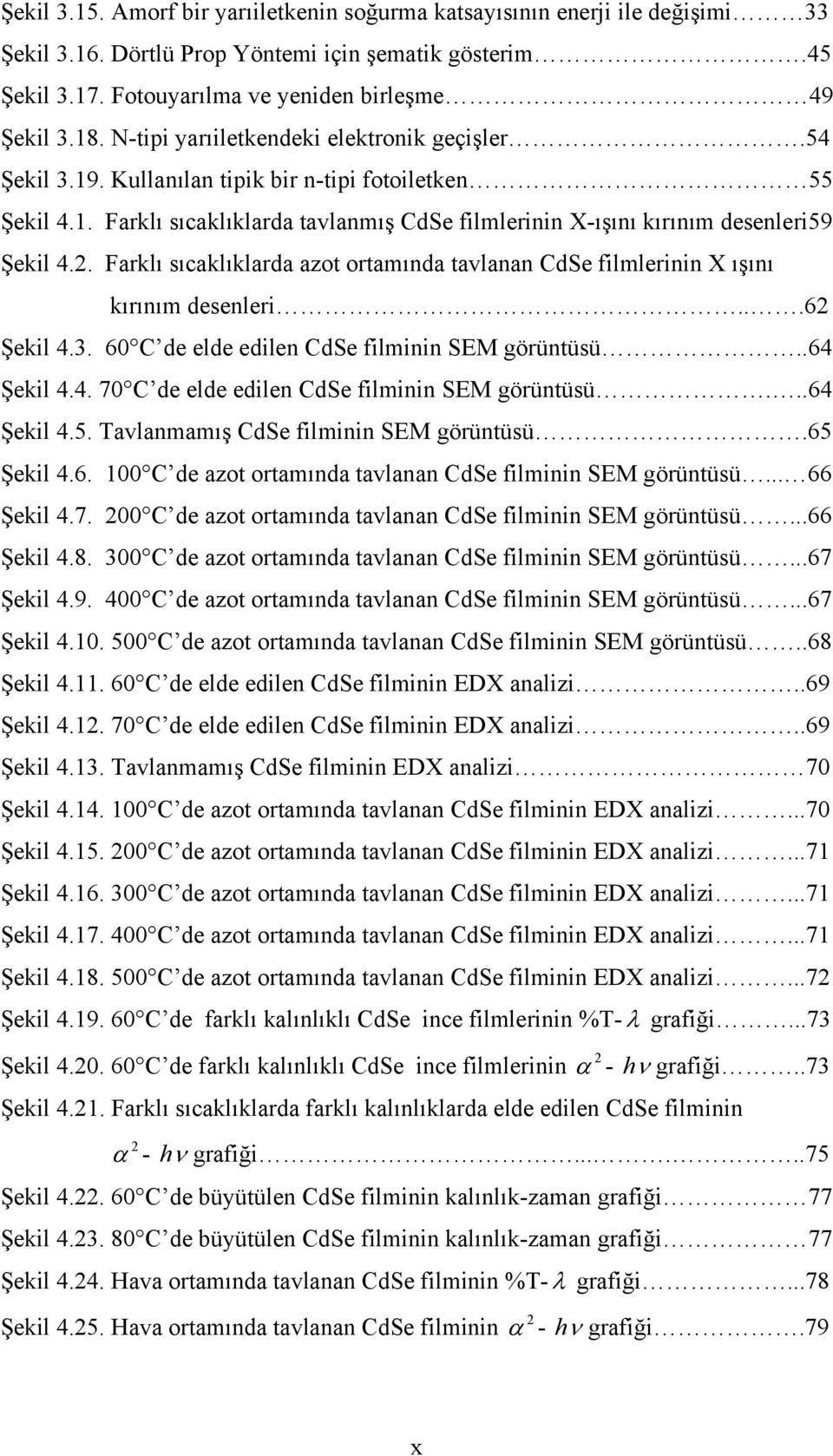 Farklı sıcaklıklarda azot ortamında tavlanan CdSe filmlerinin X ışını kırınım desenleri...62 Şekil 4.3. 60 C de elde edilen CdSe filminin SEM görüntüsü..64 Şekil 4.4. 70 C de elde edilen CdSe filminin SEM görüntüsü.