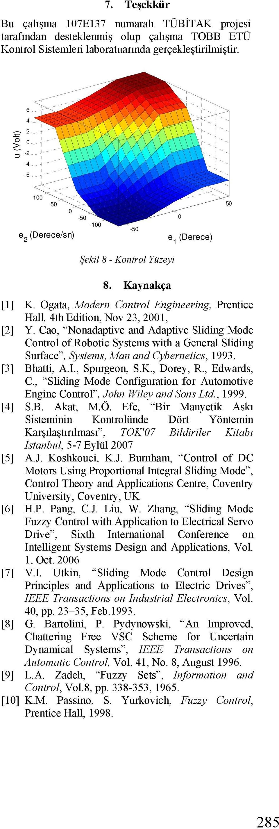 Cao, Nonadaptive and Adaptive Sliding Mode Control of Robotic Systems with a General Sliding Surface, Systems, Man and Cybernetics, 993. [3] Bhatti, A.I., Spurgeon, S.K., Dorey, R., Edwards, C.