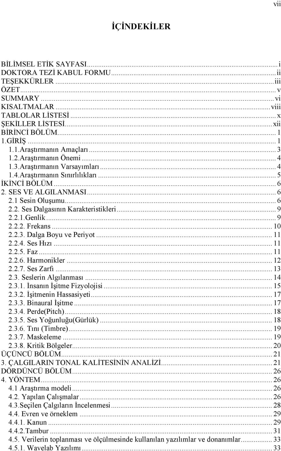 .. 6 2.2. Ses Dalgasının Karakteristikleri... 9 2.2.1.Genlik... 9 2.2.2. Frekans... 10 2.2.3. Dalga Boyu ve Periyot... 11 2.2.4. Ses Hızı... 11 2.2.5. Faz... 11 2.2.6. Harmonikler... 12 2.2.7.