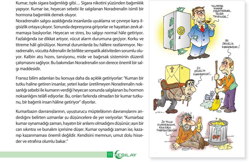 Heyecan ve stres, bu salg y normal hâle getiriyor. Fazlal nda ise dikkat art yor, vücut alarm durumuna geçiyor. Korku ve titreme hâli görülüyor. Normal durumlarda bu hâllere rastlanm yor.