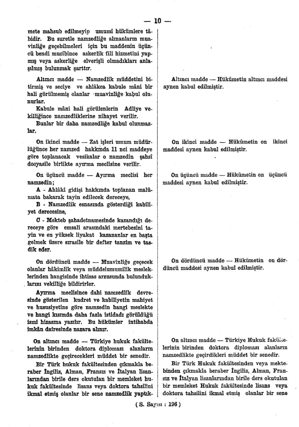 Altmcı madde Namzedlik müddetini bitirmiş ve seciye ve ahlâkça kabule mâni bir hali görülmemiş olanlar muavinliğe ka^ul olunurlar.