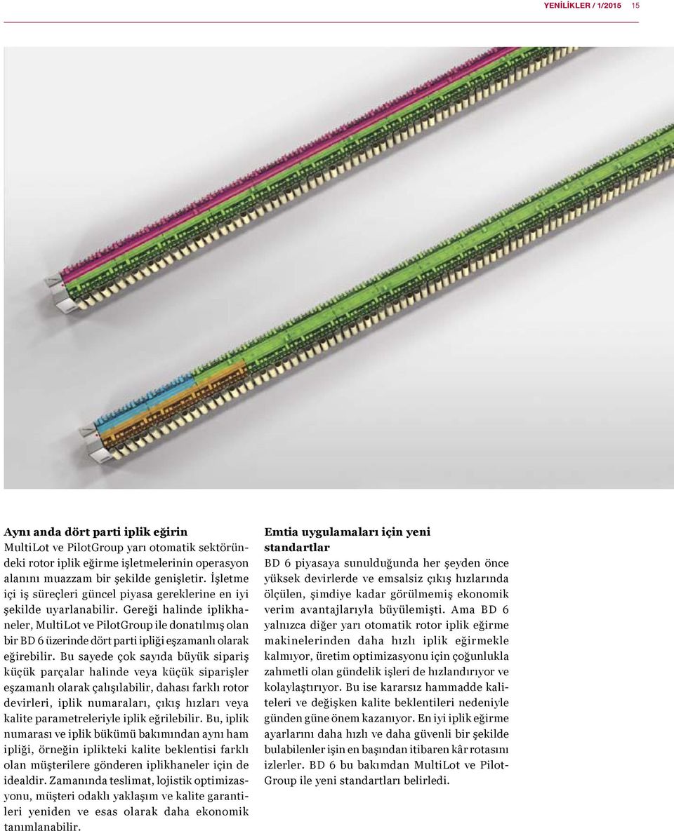 Gereği halinde iplikhaneler, MultiLot ve PilotGroup ile donatılmış olan bir BD 6 üzerinde dört parti ipliği eşzamanlı olarak eğirebilir.