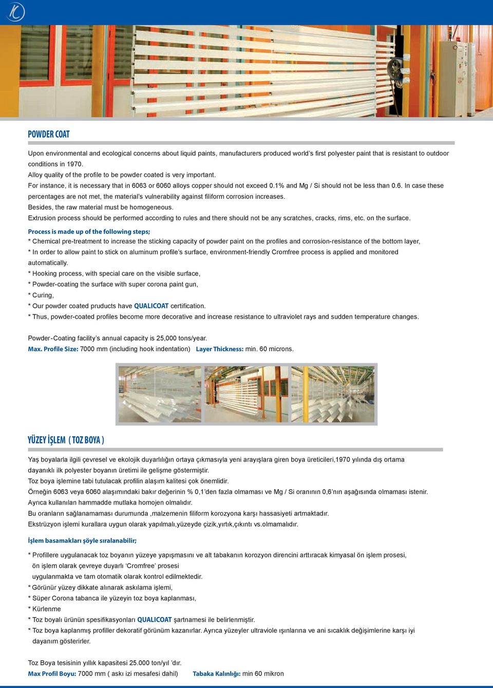 63 or 6060 alloys copper should not exceed 0.1% and Mg / Si should not be less than 0.6. In case these percentages are not met, the material s vulnerability against filiform corrosion increases.