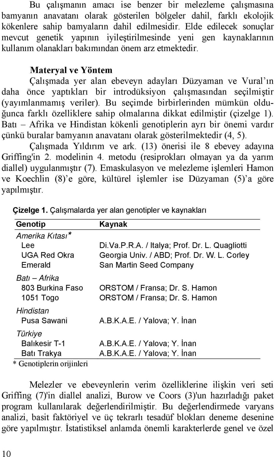 Materyal ve Yöntem Çalışmada yer alan ebeveyn adayları Düzyaman ve Vural ın daha önce yaptıkları bir introdüksiyon çalışmasından seçilmiştir (yayımlanmamış veriler).