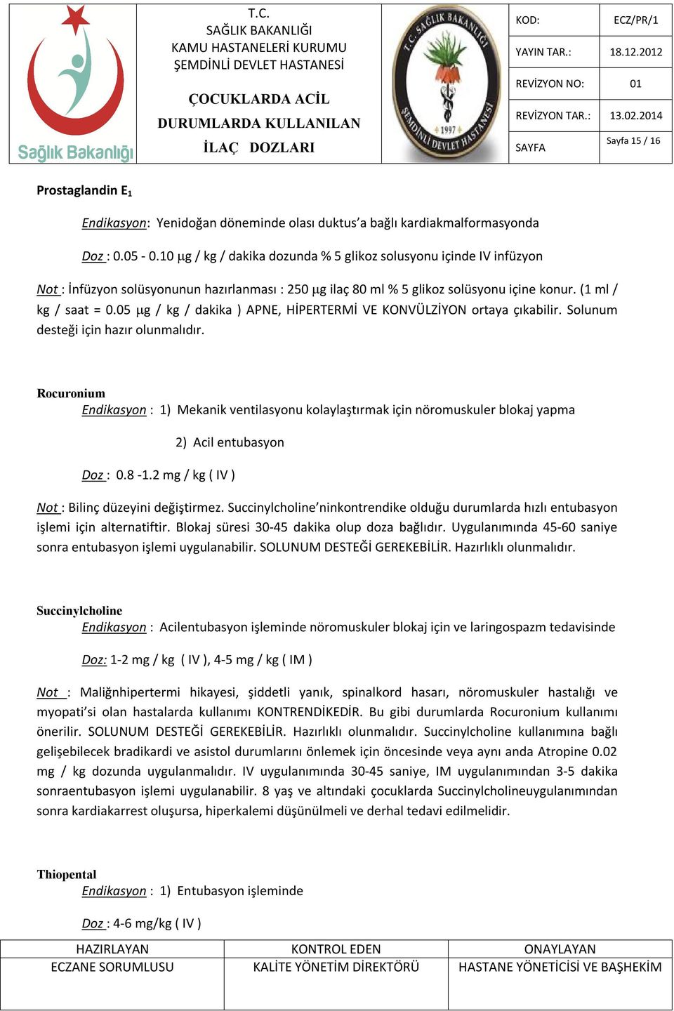 05 g / kg / dakika ) APNE, HİPERTERMİ VE KONVÜLZİYON ortaya çıkabilir. Solunum desteği için hazır olunmalıdır.