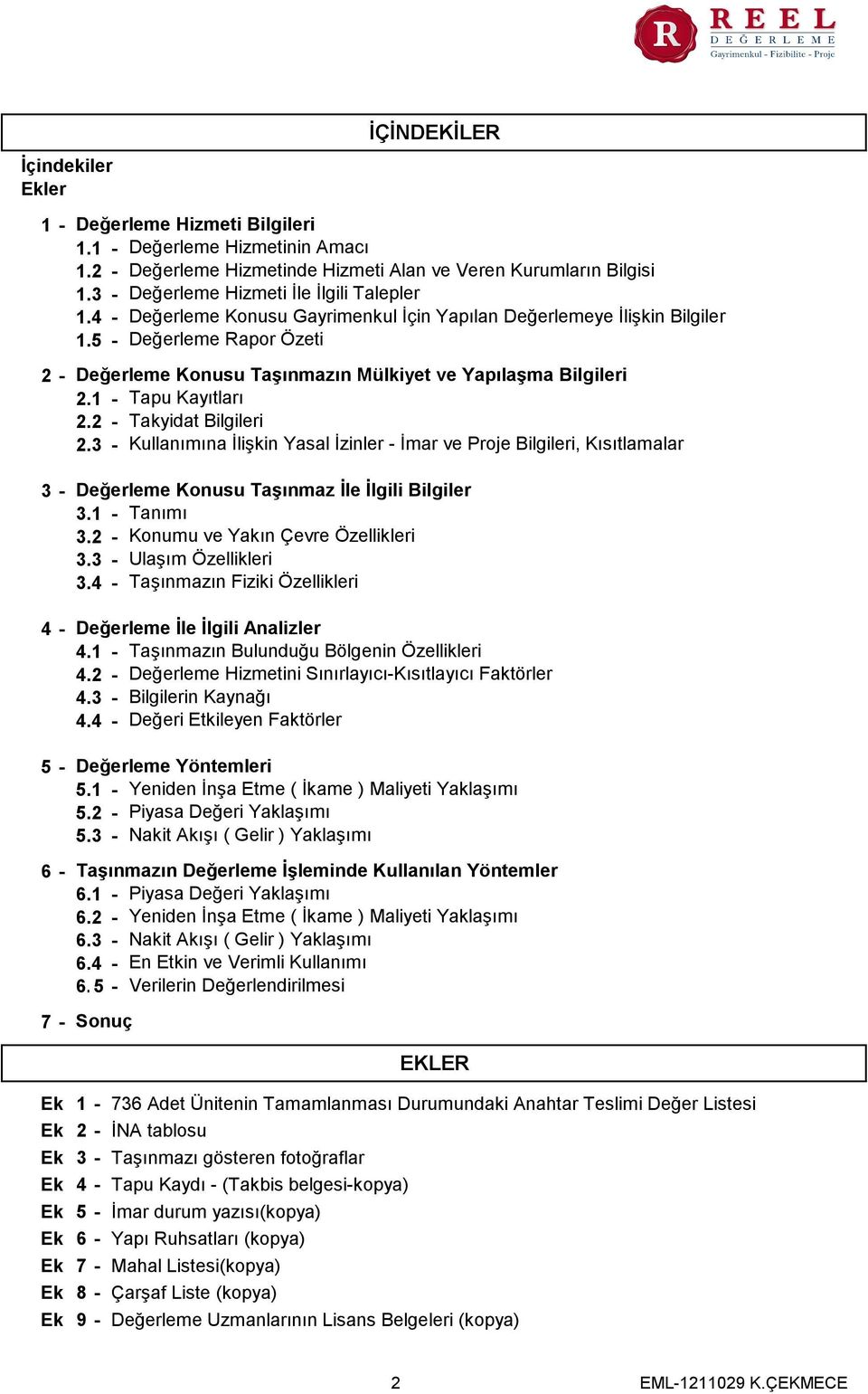 1 - Tapu Kayıtları 2.2 - Takyidat Bilgileri 2.3 - Kullanımına İlişkin Yasal İzinler - İmar ve Proje Bilgileri, Kısıtlamalar 3-4 - 5-6 - 7 - Değerleme Konusu Taşınmaz İle İlgili Bilgiler 3.