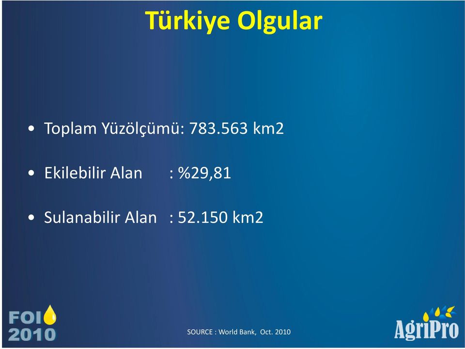 563 km2 Ekilebilir Alan : %29,81