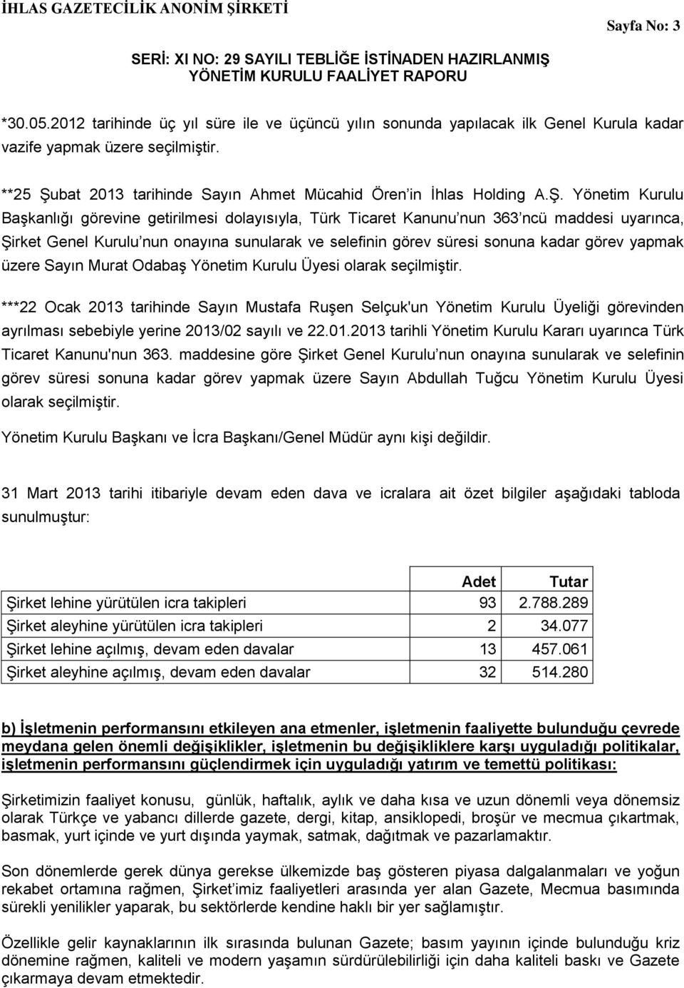 bat 2013 tarihinde Sayın Ahmet Mücahid Ören in İhlas Holding A.Ş.