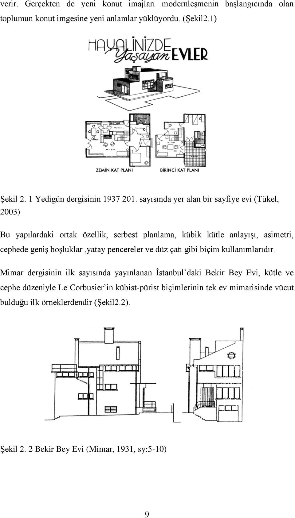 sayısında yer alan bir sayfiye evi (Tükel, 2003) Bu yapılardaki ortak özellik, serbest planlama, kübik kütle anlayıģı, asimetri, cephede geniģ boģluklar,yatay