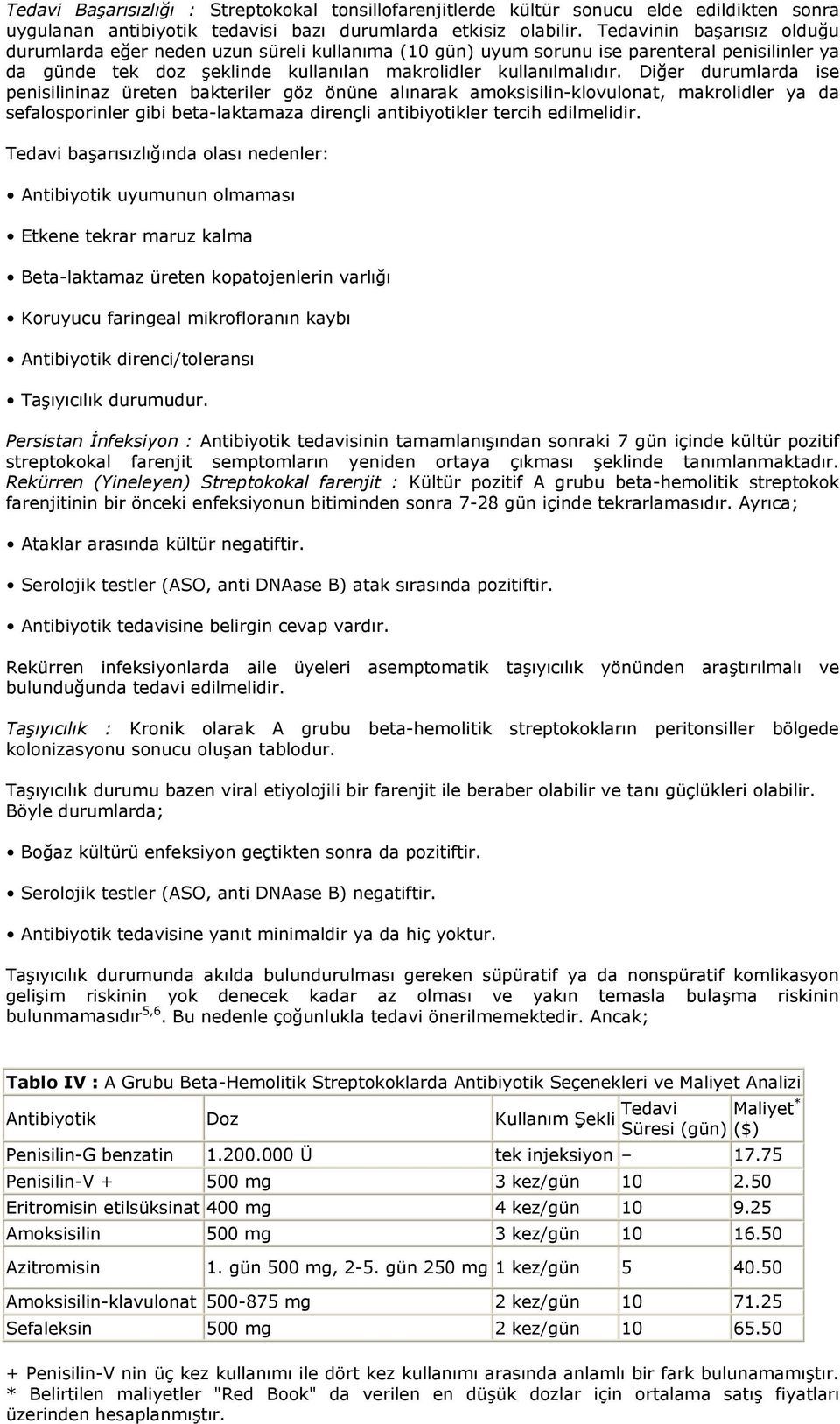 Diğer durumlarda ise penisilininaz üreten bakteriler göz önüne alınarak amoksisilin-klovulonat, makrolidler ya da sefalosporinler gibi beta-laktamaza dirençli antibiyotikler tercih edilmelidir.