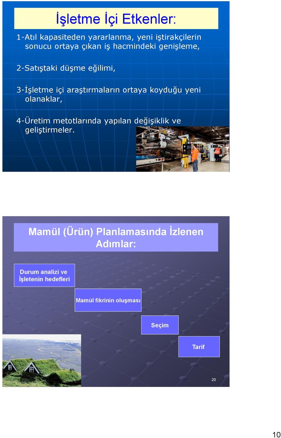 olanaklar, 4-Üretim metotlarında yapılan değişiklik ve geliştirmeler.