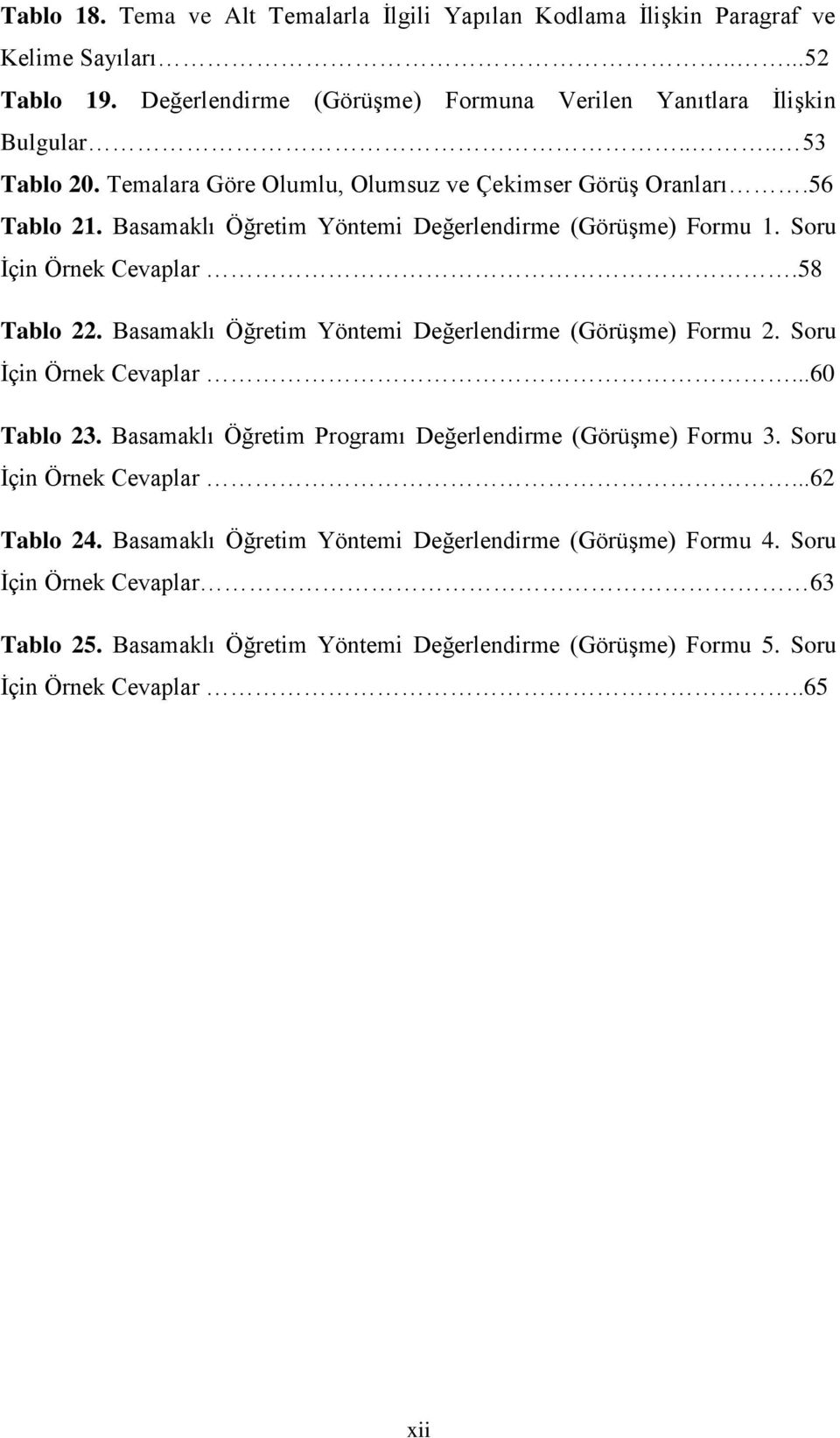 Basamaklı Öğretim Yöntemi Değerlendirme (GörüĢme) Formu 2. Soru Ġçin Örnek Cevaplar...60 Tablo 23. Basamaklı Öğretim Programı Değerlendirme (GörüĢme) Formu 3. Soru Ġçin Örnek Cevaplar...62 Tablo 24.