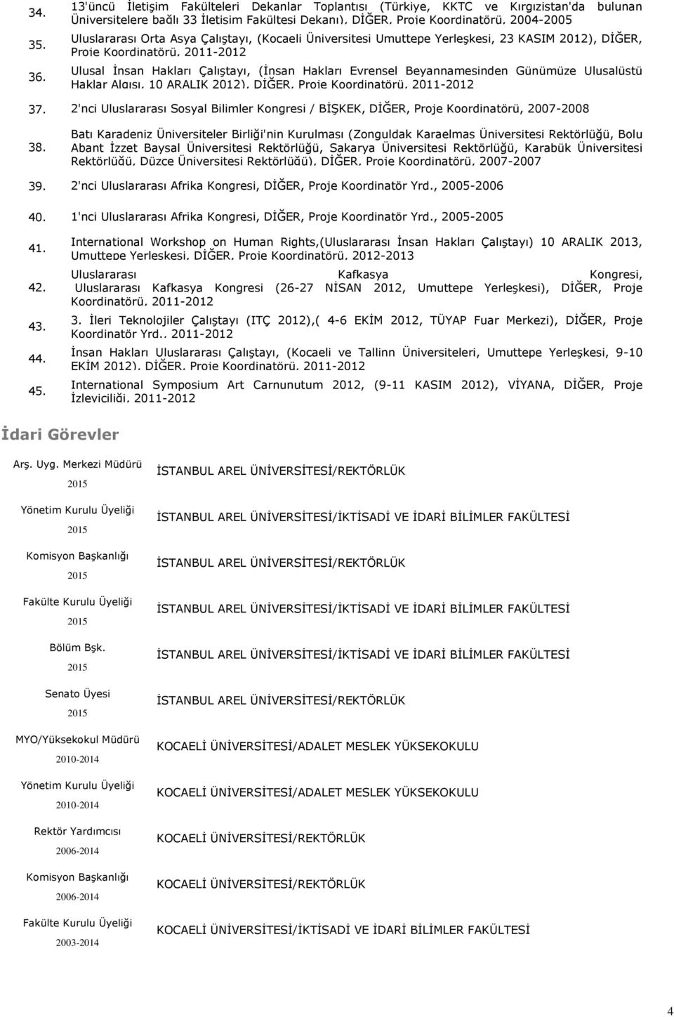 Asya Çalıştayı, (Kocaeli Üniversitesi Umuttepe Yerleşkesi, 23 KASIM 2012), DİĞER, Proje Koordinatörü, 2011-2012 Ulusal İnsan Hakları Çalıştayı, (İnsan Hakları Evrensel Beyannamesinden Günümüze