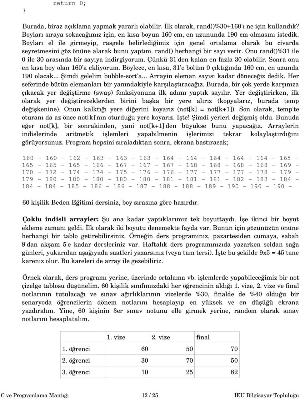 Onu rand()%31 ile 0 ile 30 arasında bir sayıya indirgiyorum. Çünkü 31'den kalan en fazla 30 olabilir. Sonra onu en kısa boy olan 160'a ekliyorum.