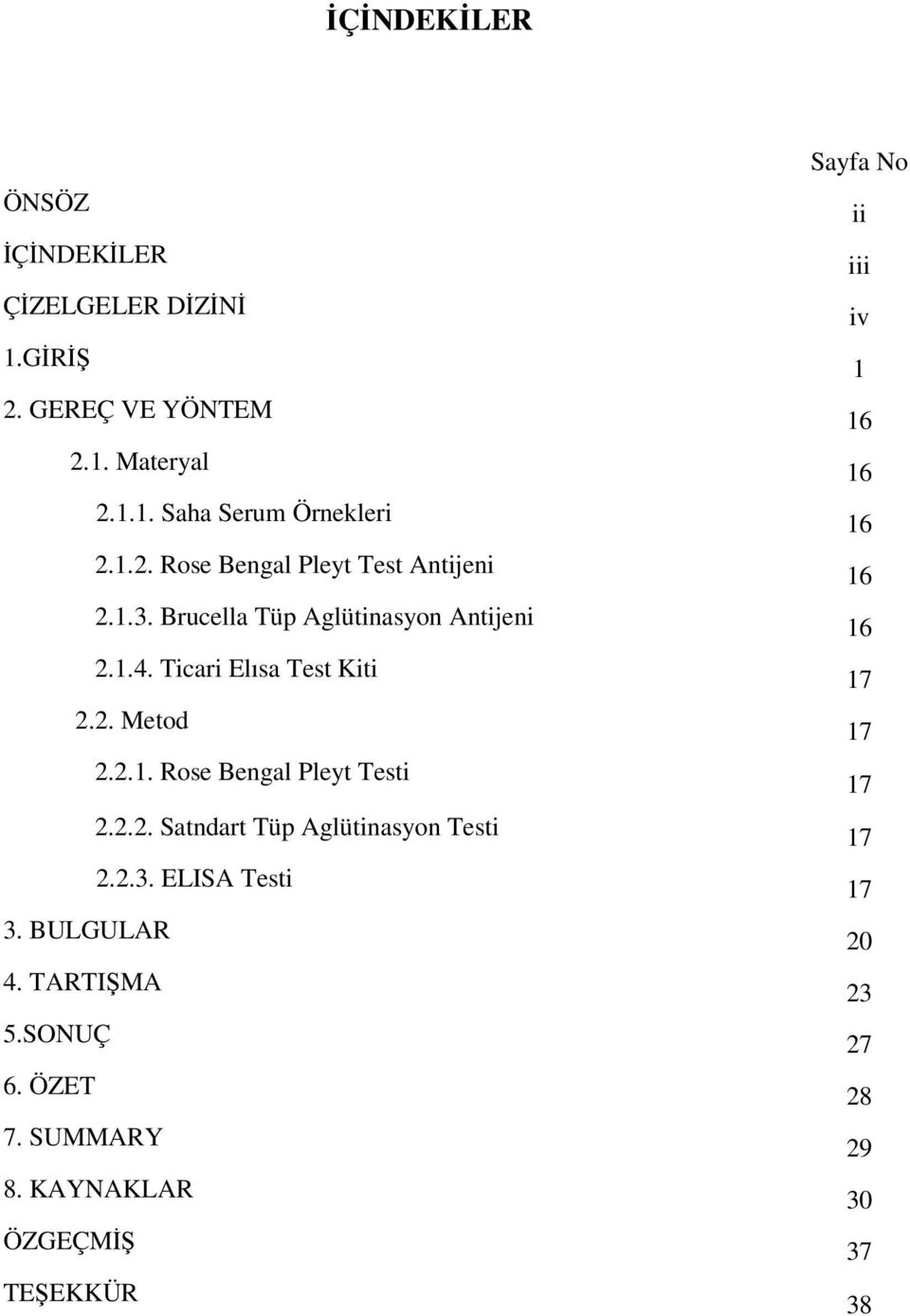 2.2.3. ELISA Testi 3. BULGULAR 4. TARTIŞMA 5.SONUÇ 6. ÖZET 7. SUMMARY 8.