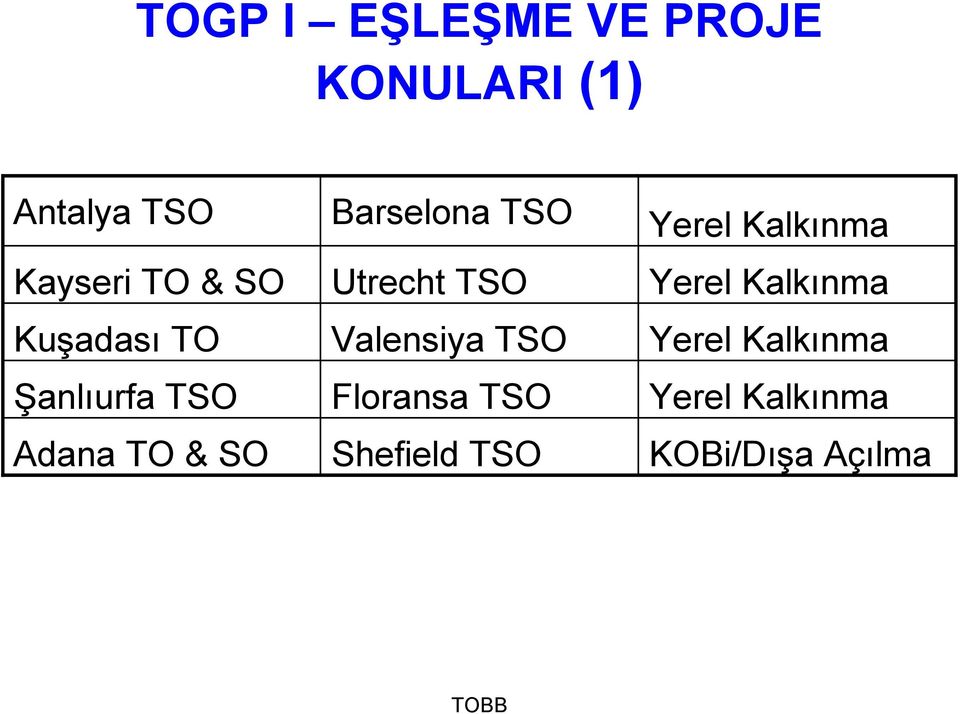 Kuşadası TO Valensiya TSO Yerel Kalkınma Şanlıurfa TSO