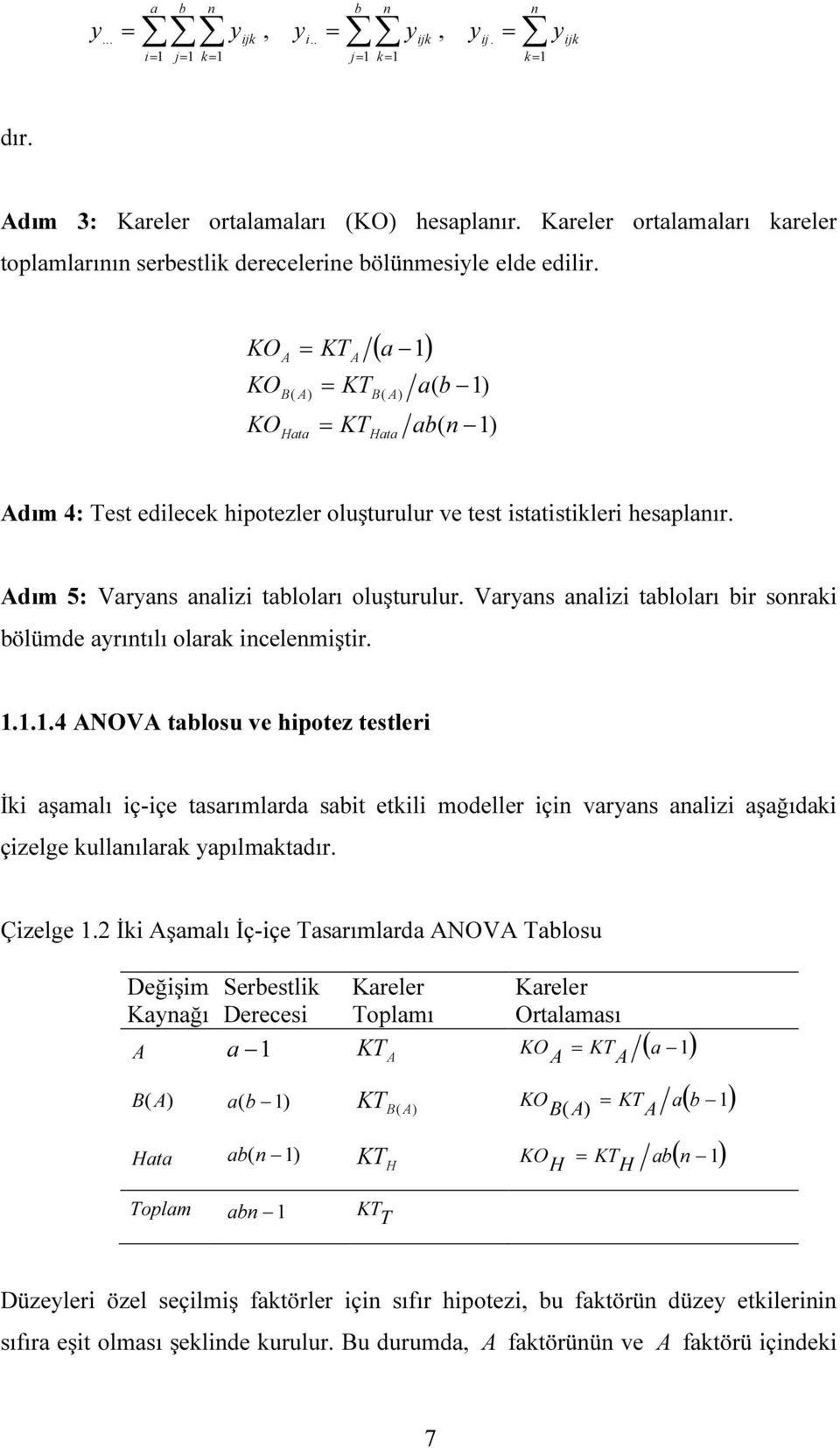 ...4 NOV tblosu ve hpotez testler İk şmlı ç-çe tsrımlrd sbt etkl modeller ç vrs lz şğıdk çzelge kullılrk pılmktdır. Çzelge.