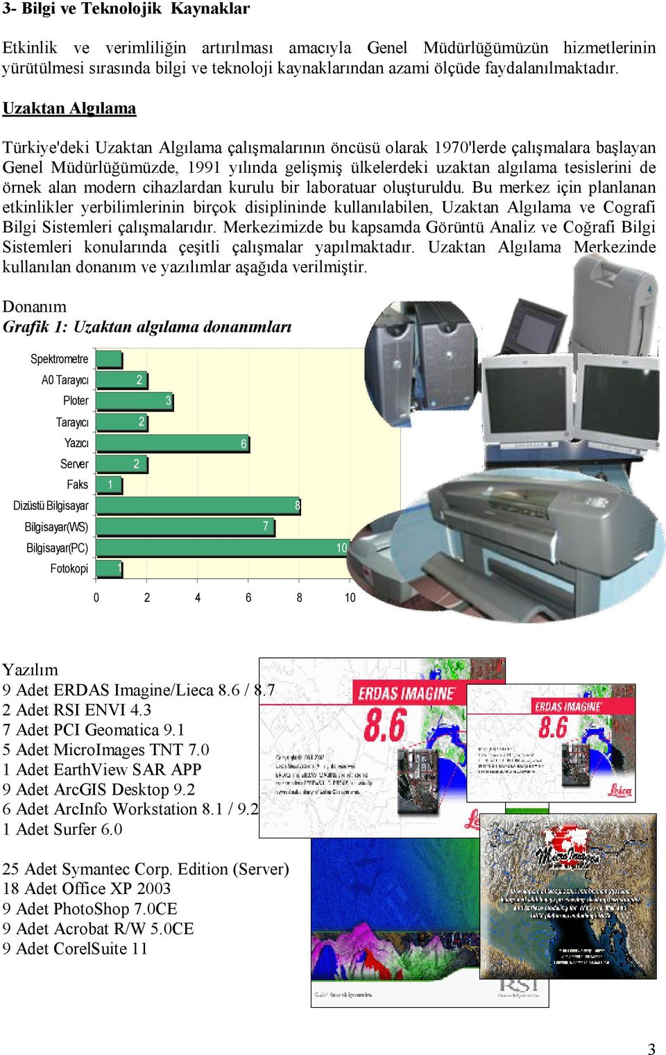 Uzaktan Algılama Türkiye'deki Uzaktan Algılama çalışmalarının öncüsü olarak 197'lerde çalışmalara başlayan Genel Müdürlüğümüzde, 1991 yılında gelişmiş ülkelerdeki uzaktan algılama tesislerini de