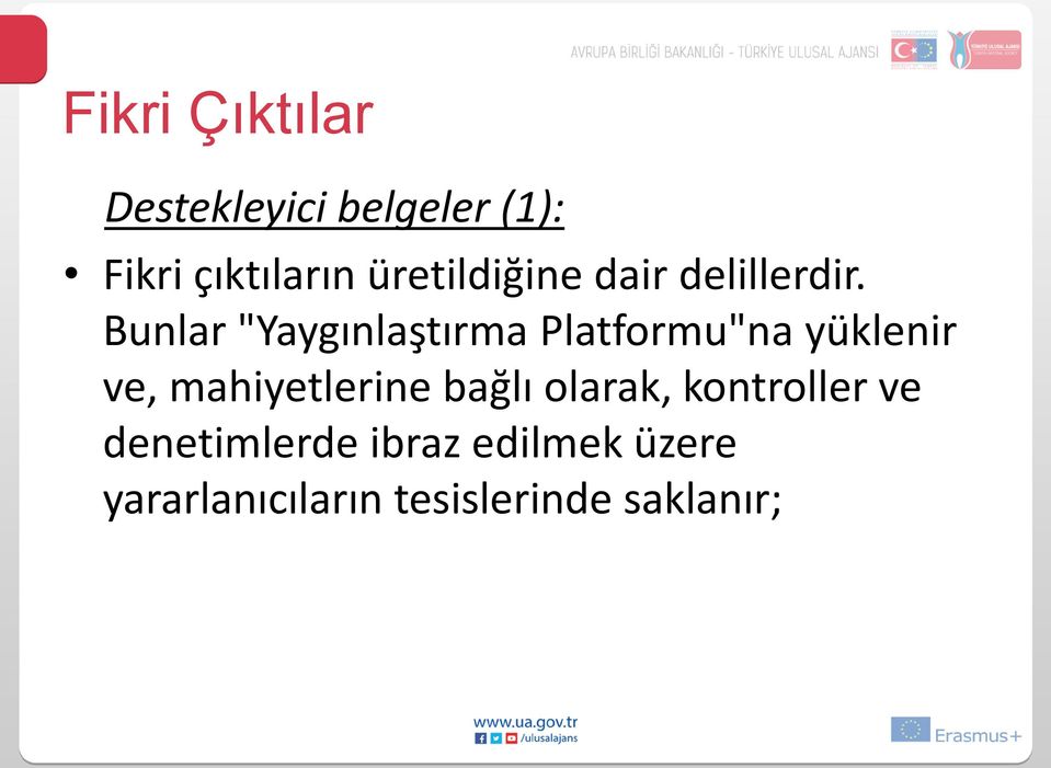 Bunlar "Yaygınlaştırma Platformu"na yüklenir ve, mahiyetlerine