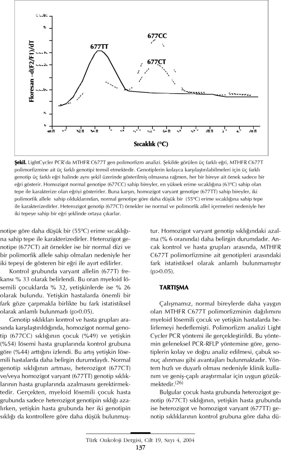 Homozigot normal genotipe (677CC) sahip bireyler, en yüksek erime s cakl na (63 C) sahip olan tepe ile karakterize olan e riyi gösterirler.