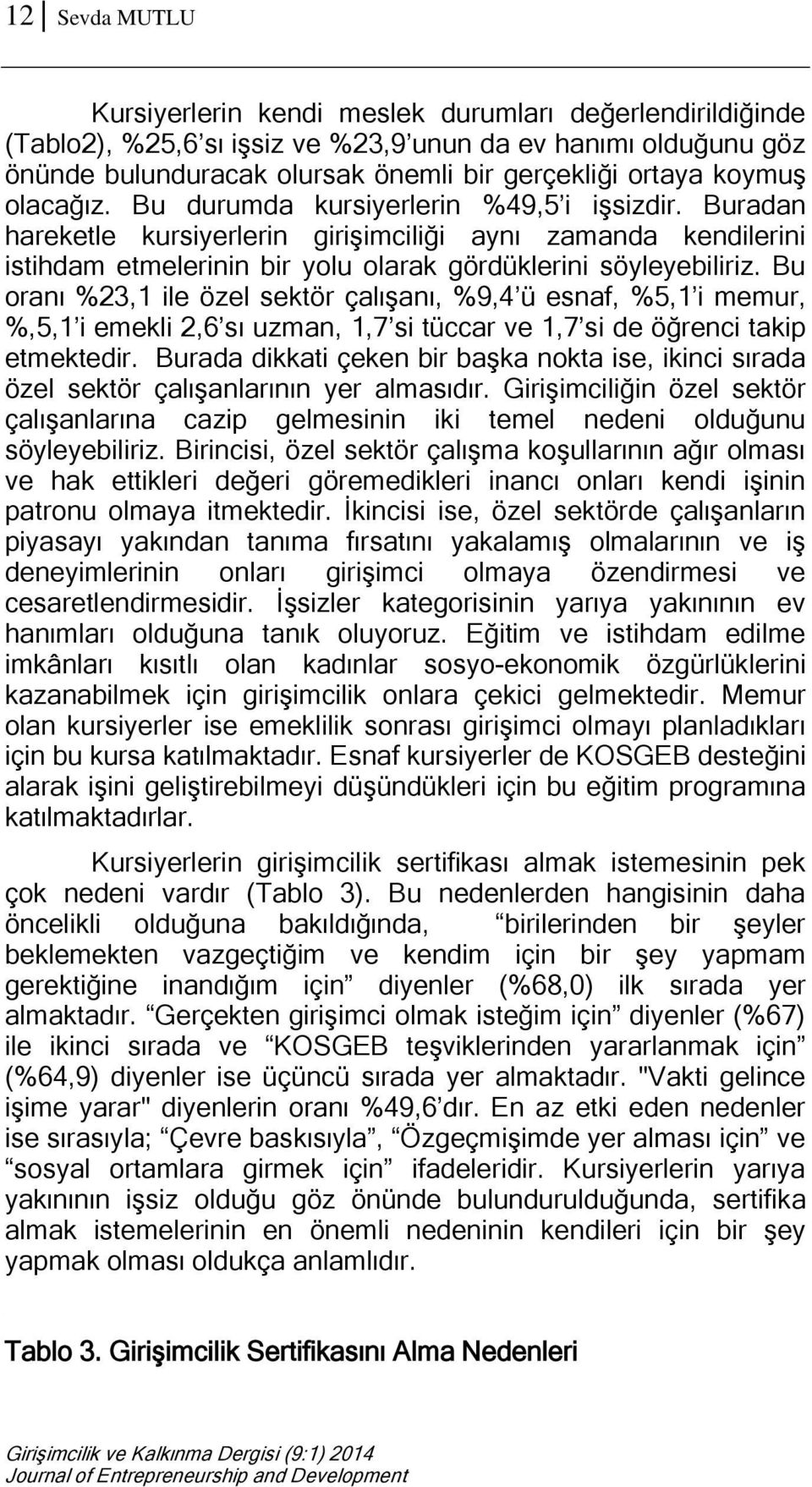 Bu oranı %23,1 ile özel sektör çalışanı, %9,4 ü esnaf, %5,1 i memur, %,5,1 i emekli 2,6 sı uzman, 1,7 si tüccar ve 1,7 si de öğrenci takip etmektedir.