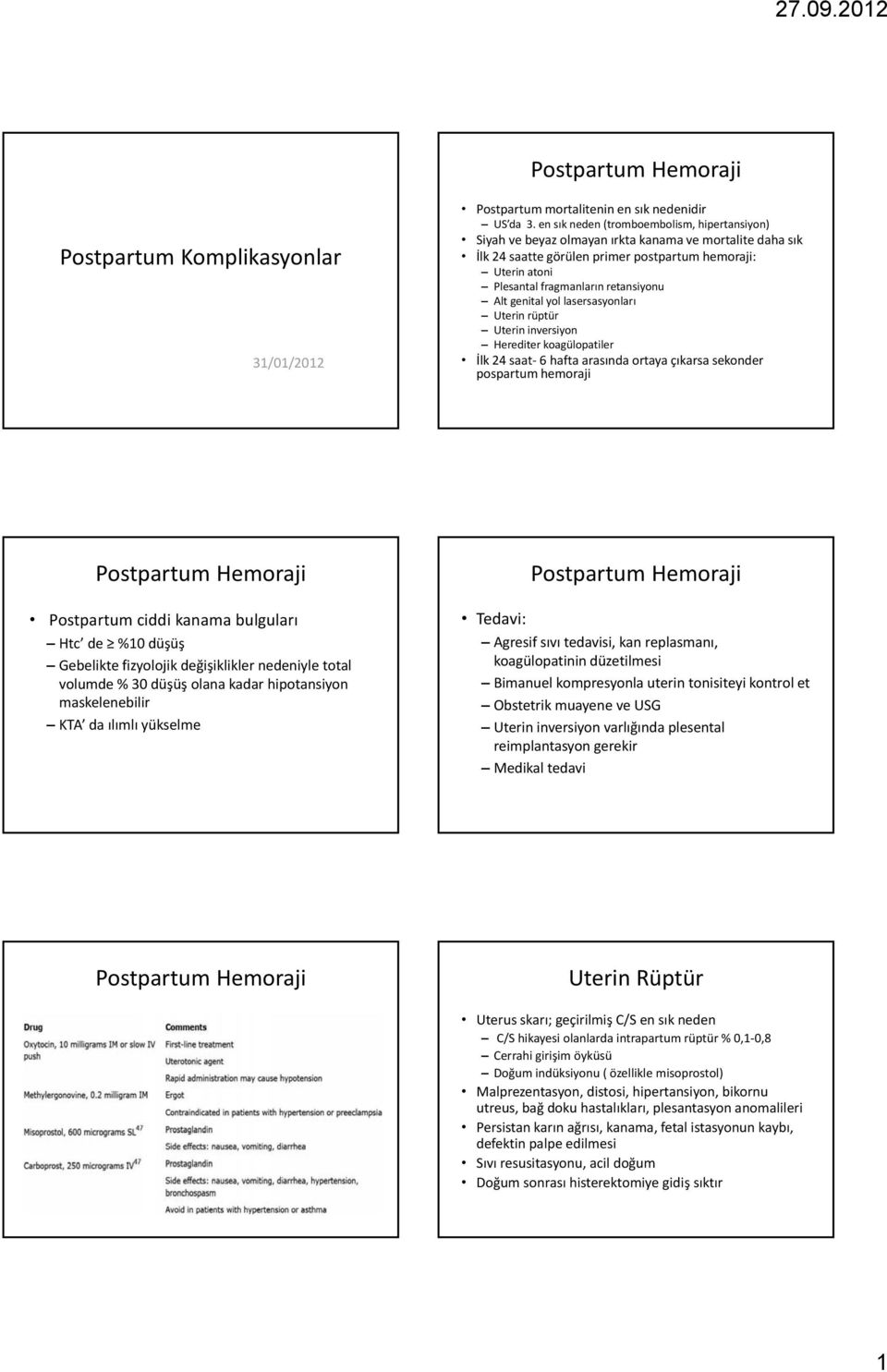 retansiyonu Alt genital yol lasersasyonları Uterin rüptür Uterin inversiyon Herediter koagülopatiler İlk 24 saat 6 hafta arasında ortaya çıkarsa sekonder pospartum hemoraji Postpartum ciddi kanama