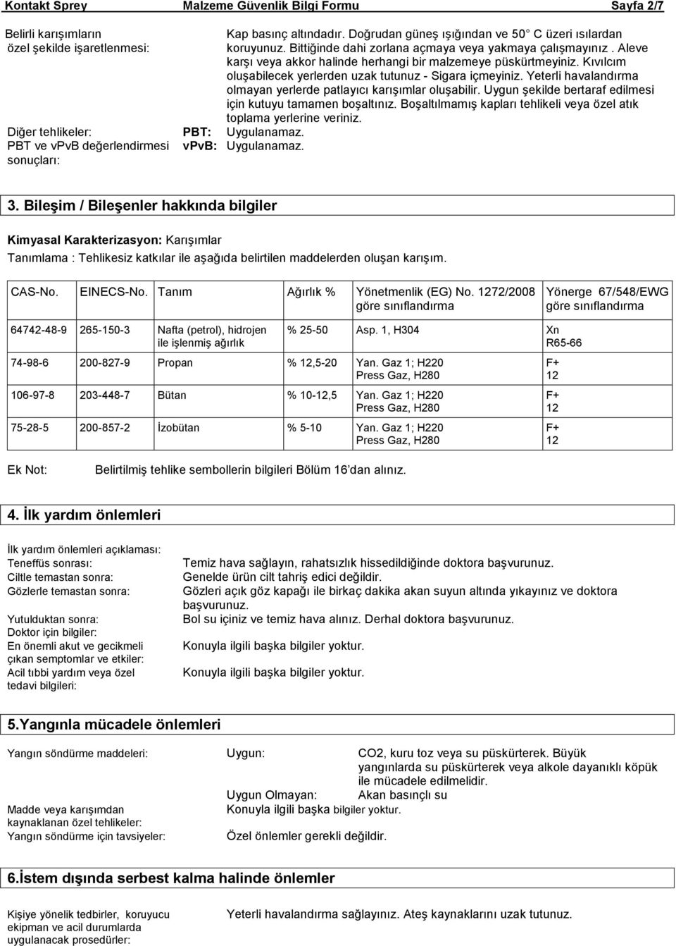 Yeterli havalandırma olmayan yerlerde patlayıcı karışımlar oluşabilir. Uygun şekilde bertaraf edilmesi için kutuyu tamamen boşaltınız.