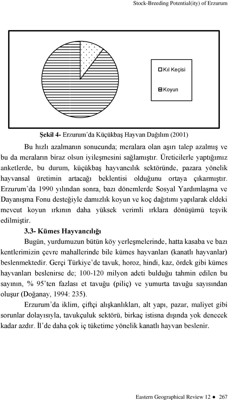 Erzurum da 1990 yılından sonra, bazı dönemlerde Sosyal Yardımlaşma ve Dayanışma Fonu desteğiyle damızlık koyun ve koç dağıtımı yapılarak eldeki mevcut koyun ırkının daha yüksek verimli ırklara