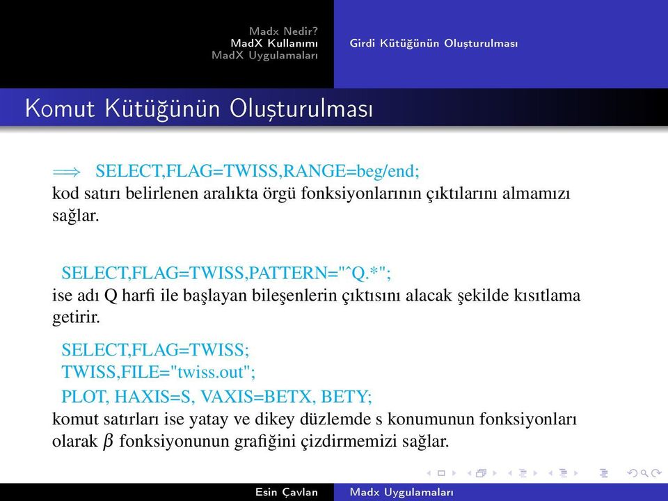 *"; ise adı Q harfi ile başlayan bileşenlerin çıktısını alacak şekilde kısıtlama getirir.