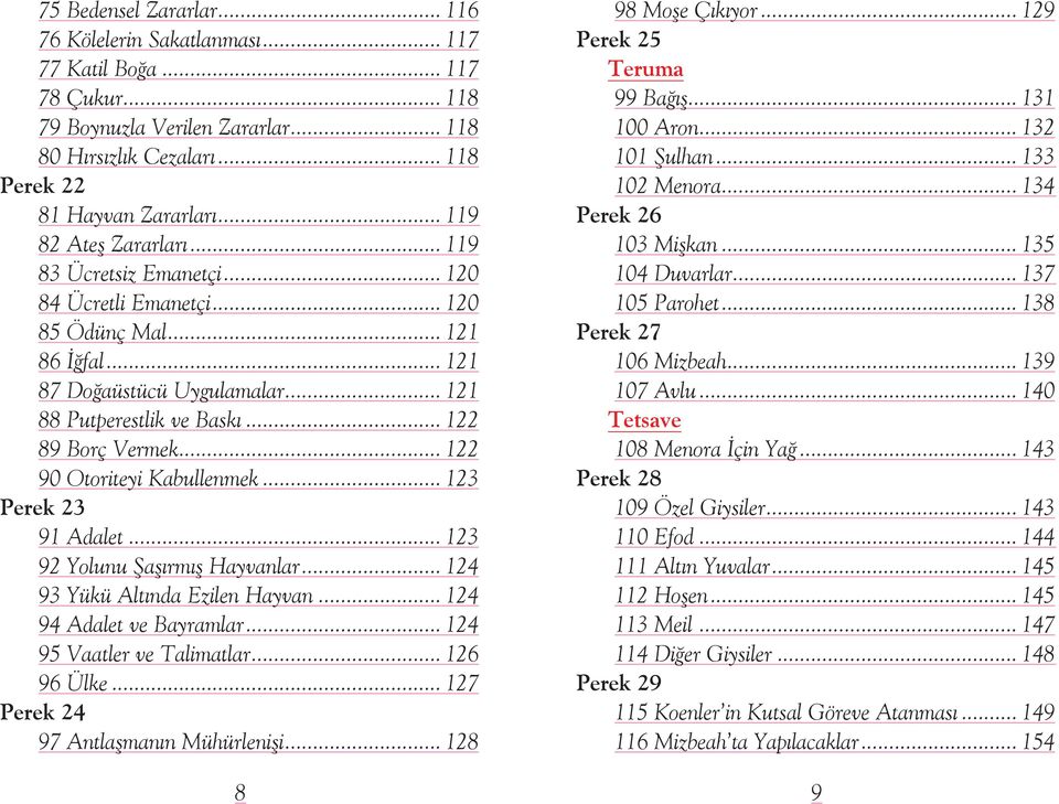 .. 122 89 Borç Vermek... 122 90 Otoriteyi Kabullenmek... 123 Perek 23 91 Adalet... 123 92 Yolunu Şaþýrmýþ Hayvanlar... 124 93 Yükü Altýnda Ezilen Hayvan... 124 94 Adalet ve Bayramlar.