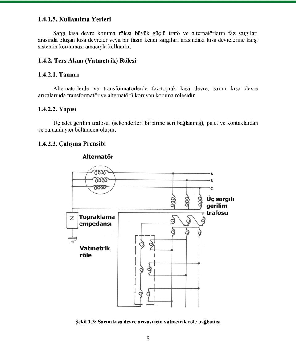 arasındaki kısa devrelerine karşı sistemin korunması amacıyla kullanılır. 1.