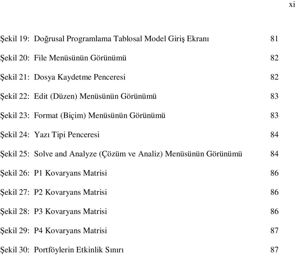 Penceresi 84 Şekil 25: Solve and Analyze (Çözüm ve Analiz) Menüsünün Görünümü 84 Şekil 26: P1 Kovaryans Matrisi 86 Şekil 27: P2