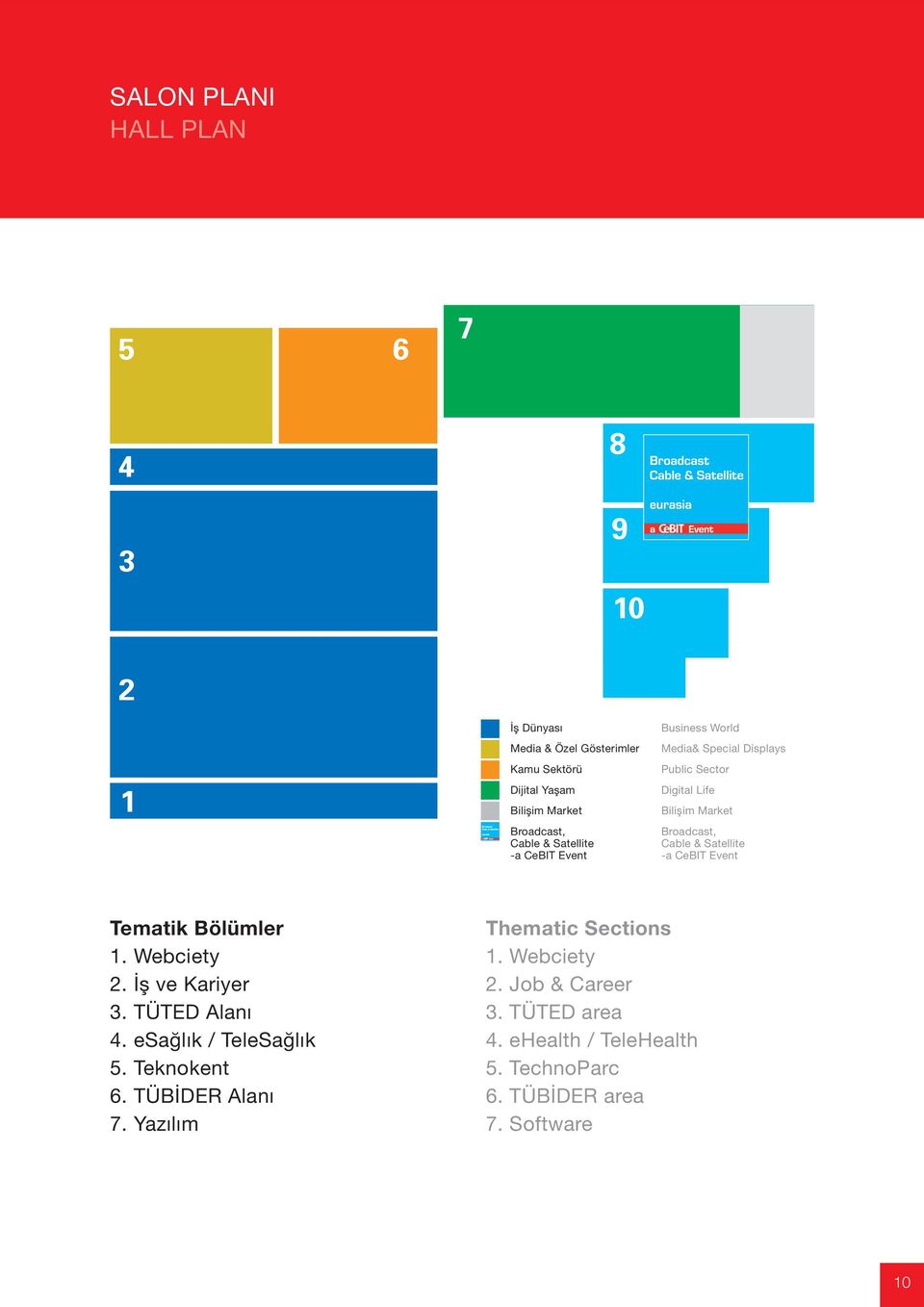 CeBIT Event Tematik Bölümler 1. Webciety 2. İş ve Kariyer 3. TÜTED Alanı 4. esağlık / TeleSağlık 5. Teknokent 6. TÜBİDER Alanı 7.