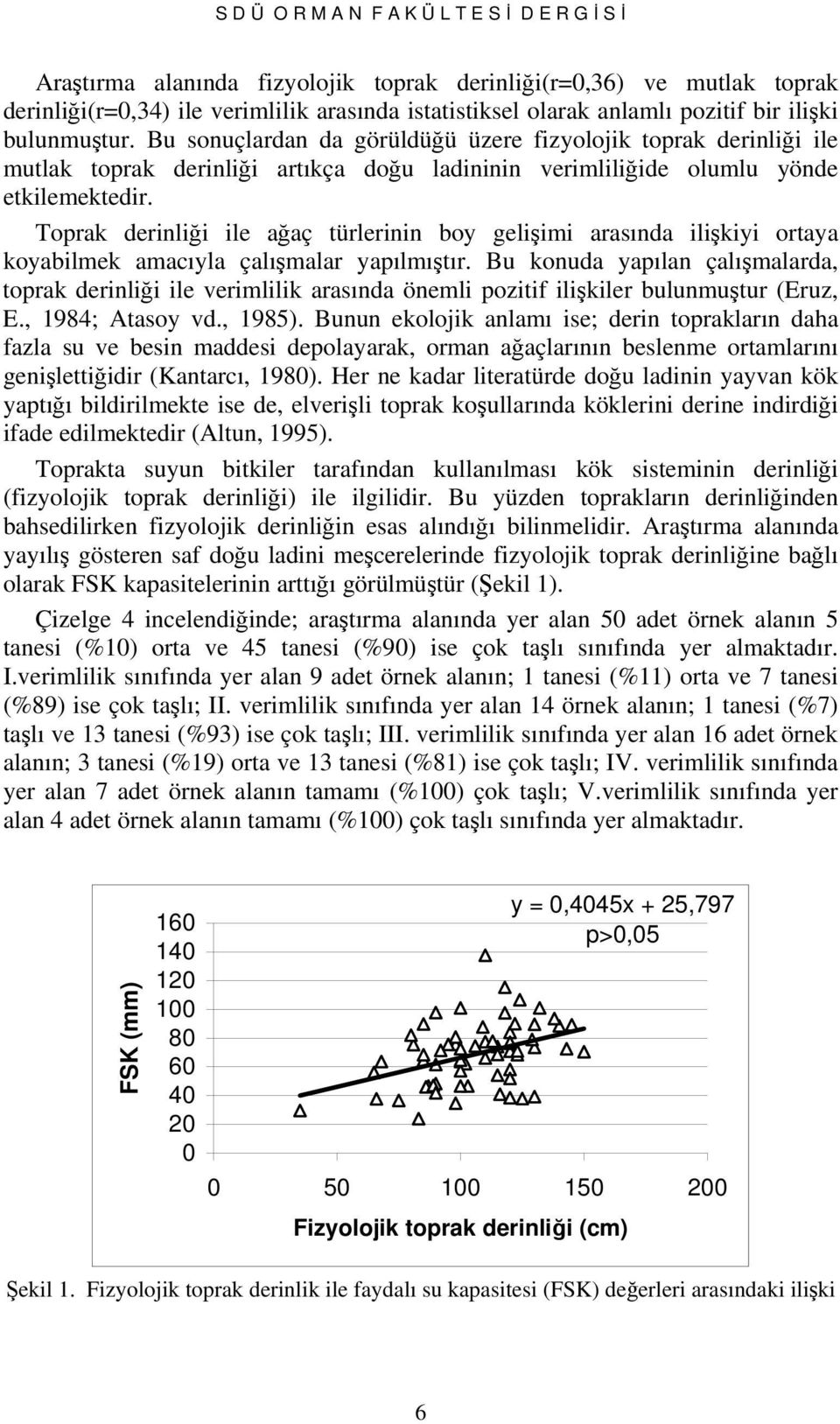 Toprak derinliği ile ağaç türlerinin boy gelişimi arasında ilişkiyi ortaya koyabilmek amacıyla çalışmalar yapılmıştır.