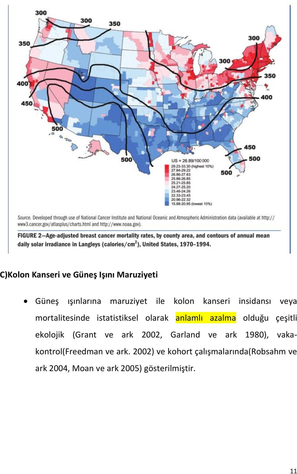 çeşitli ekolojik (Grant ve ark 2002, Garland ve ark 1980), vakakontrol(freedman ve