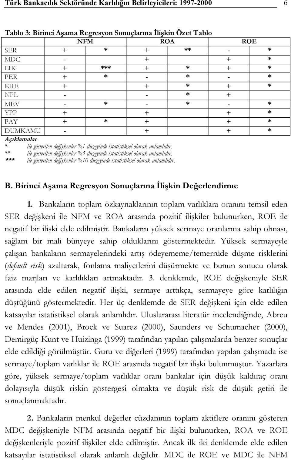 ile gösterilen değişkenler %5 düzeyinde istatistiksel olarak anlamlıdır. ile gösterilen değişkenler %10 düzeyinde istatistiksel olarak anlamlıdır. B.