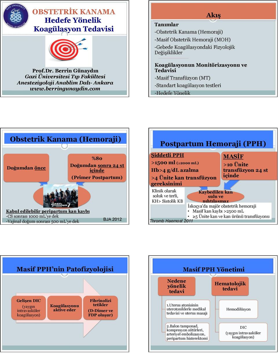 -Standart koagülasyon testleri -Hedefe Yönelik - Obstetrik Kanama (Hemoraji) Doğumdan önce Kabul edilebilir peripartum kan kaybı -CS sonrası 1000 ml ye dek -Vajinal doğum sonrası 500 ml ye dek %80