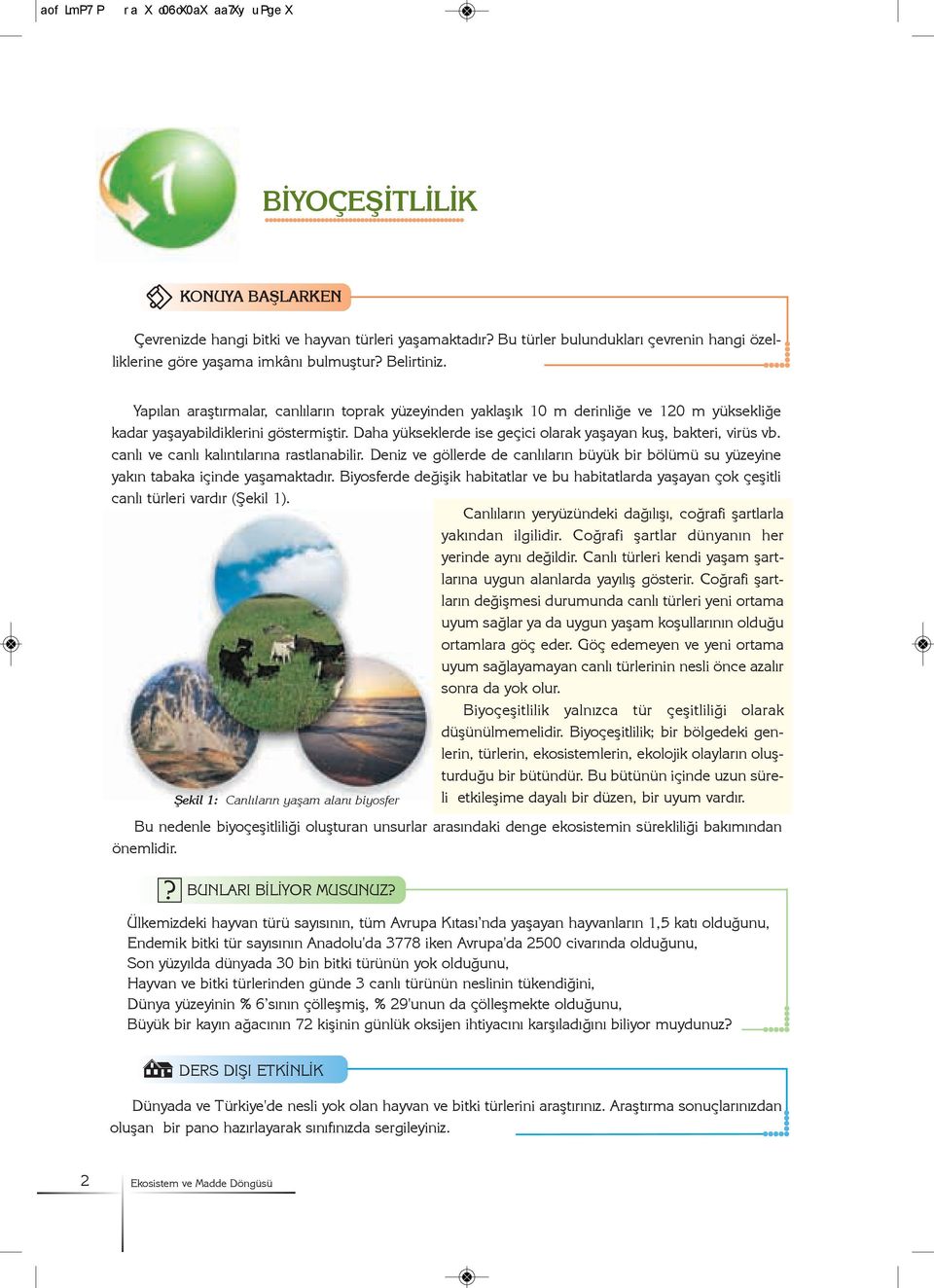 Yapýlan araþtýrmalar, canlýlarýn toprak yüzeyinden yaklaþýk 10 m derinliðe ve 120 m yüksekliðe kadar yaþayabildiklerini göstermiþtir. Daha yükseklerde ise geçici olarak yaþayan kuþ, bakteri, virüs vb.