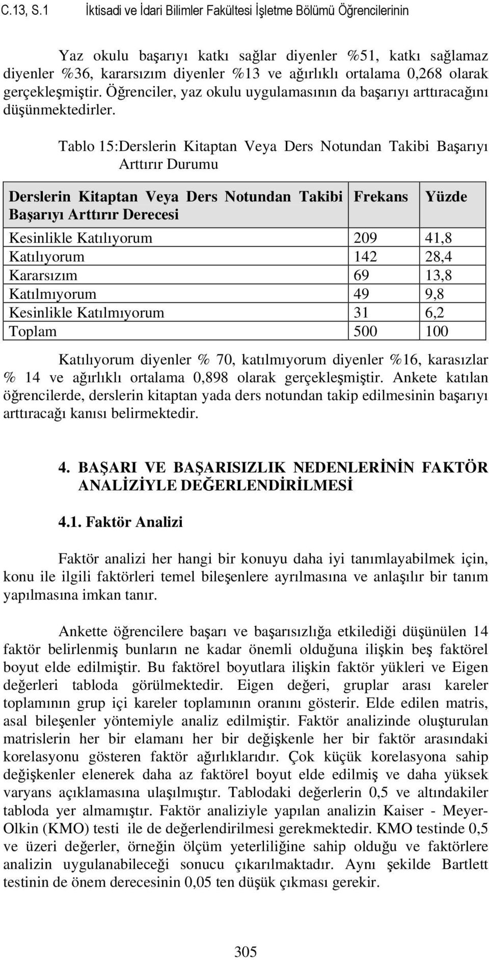 olarak gerçekleşmiştir. Öğrenciler, yaz okulu uygulamasının da başarıyı arttıracağını düşünmektedirler.