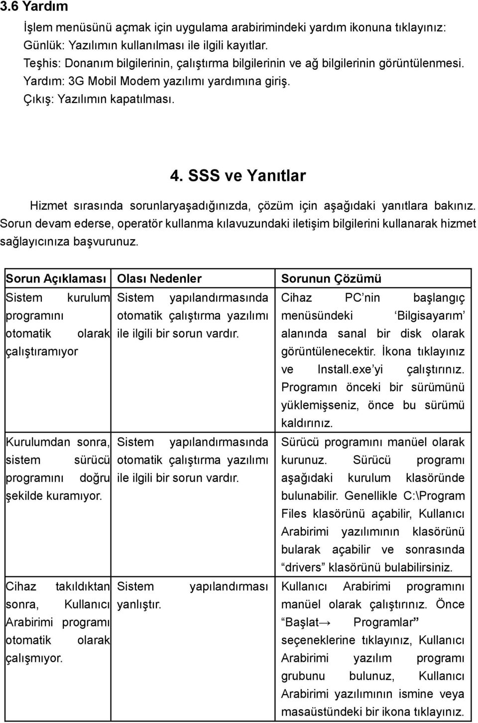 SSS ve Yanıtlar Hizmet sırasında sorunlaryaşadığınızda, çözüm için aşağıdaki yanıtlara bakınız.