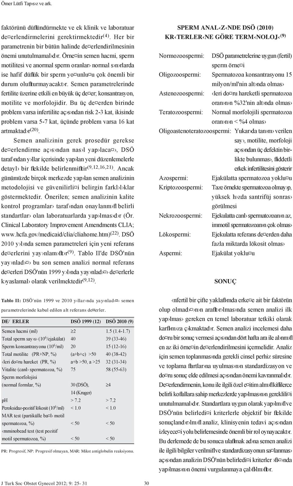 Örne in semen hacmi, sperm motilitesi ve anormal sperm oranlar normal s n rlarda ise hafif düflük bir sperm yo unlu u çok önemli bir durum oluflturmayacakt r.