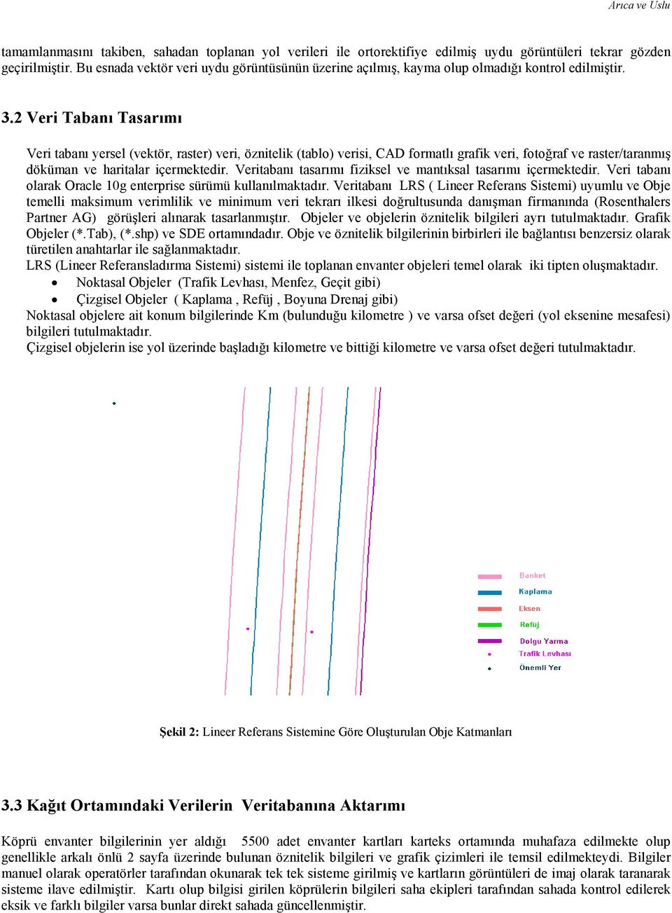 2 Veri Tabanı Tasarımı Veri tabanı yersel (vektör, raster) veri, öznitelik (tablo) verisi, CAD formatlı grafik veri, fotoğraf ve raster/taranmış döküman ve haritalar içermektedir.