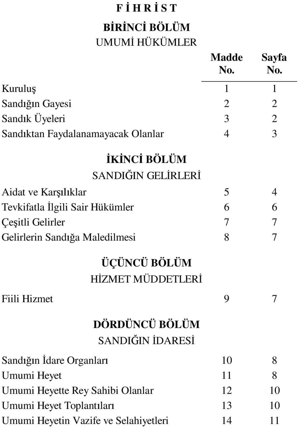 klar 5 4 Tevkifatla lgili Sair Hükümler 6 6 Çe itli Gelirler 7 7 Gelirlerin Sand a Maledilmesi 8 7 ÜÇÜNCÜ BÖLÜM ZMET MÜDDETLER